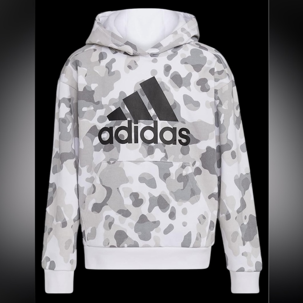 🆕Adidas White Gray & Black Camo Hoodie SzXl (Kids Xl) NWT